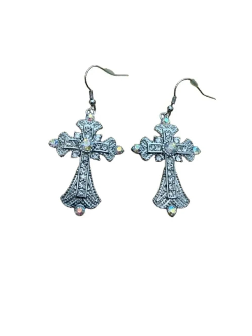 Ornate Cross drop earrings - Picture 4 of 5